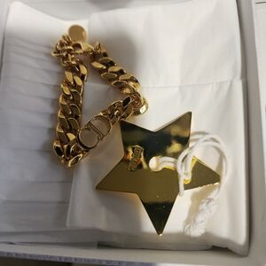 DIOR CD Gold Tone Star Charm Bracelet - Gold